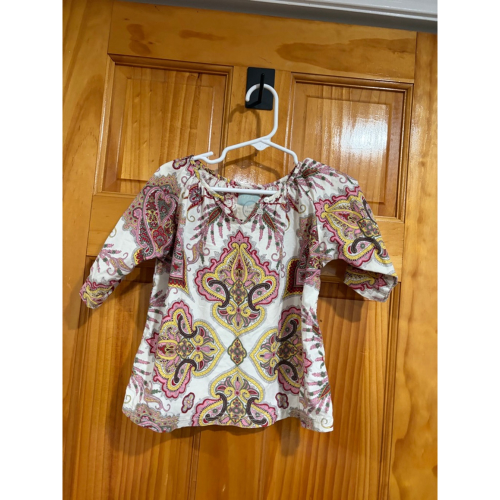 Little Peanut Paisley Boho Peasant Top 18–24M Pink Yellow Boutique Blouse